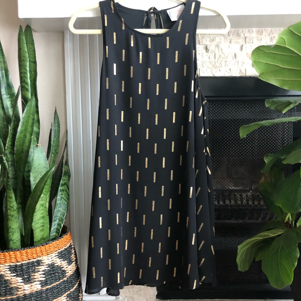 Black and Gold Mini Swing Dress